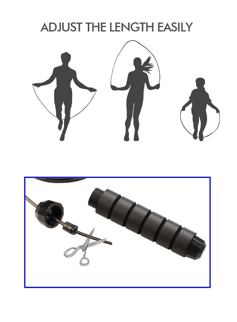 CoolRabbie CoolRabbie Skipping Jump Rope, Tangle-Free Rapid Speed Jumping Rope Cable with Ball Bearings for Women, Men, and Kids, Adjustable Steel Jump Rope Workout with Foam Handles for Fitness, Home Exercise & Slim Body  - Image 5