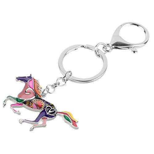 BONSNY Enamel Metal Horse Key chains For Women Girls Gifts Car Purse Animal Pendant Charms (Violet) - Image 3