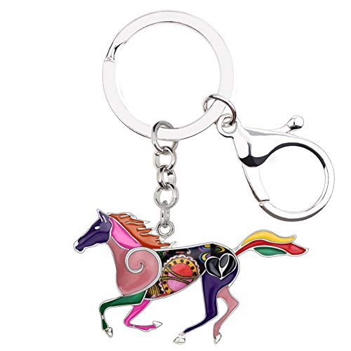 BONSNY Enamel Metal Horse Key chains For Women Girls Gifts Car Purse Animal Pendant Charms (Violet) - Image 1