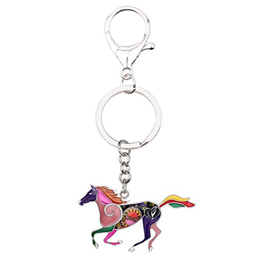 BONSNY Enamel Metal Horse Key chains For Women Girls Gifts Car Purse Animal Pendant Charms (Violet) - Image 4