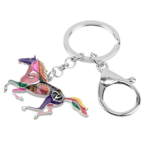 BONSNY Enamel Metal Horse Key chains For Women Girls Gifts Car Purse Animal Pendant Charms (Violet) - Image 2