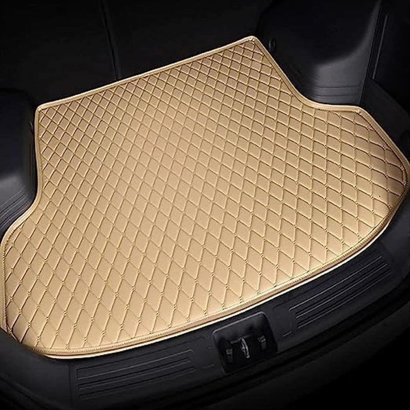 Custom Fit Leather Car Trunk Liner for Citroën C3 2016-2020, Waterproof Anti-Slip All-Weather Cargo Mat Boot Protection All Weather,Beige - Image 1