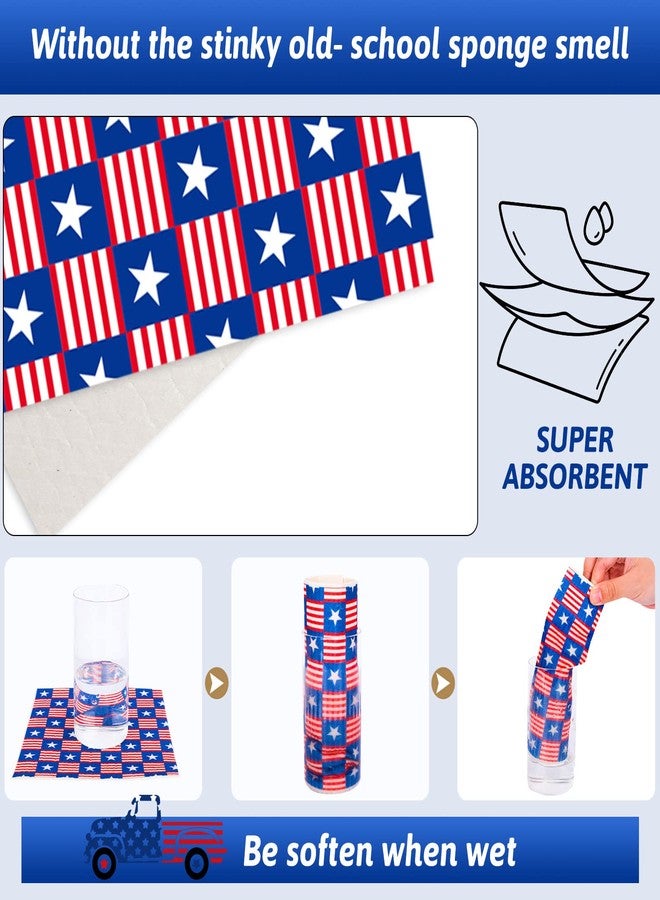 Whaline مناديل مطبخ سويدية وطنية من وايلين 6 عبوات منشفة أطباق لعيد الاستقلال 4 يوليو علم أمريكا منشفة شاي قطنية حمراء زرقاء للتجفيف والتنظيف 6.7 × 7.5 بوصة - Image 4
