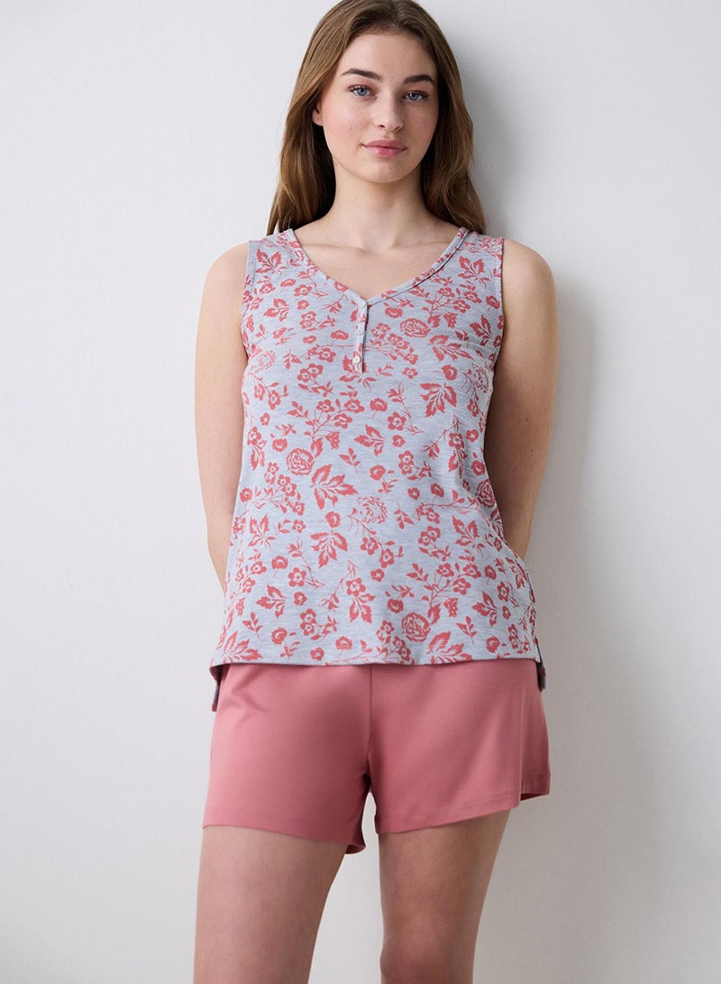 بنتي طقم بيجاما شورت ميا وردي غامق - Image 1