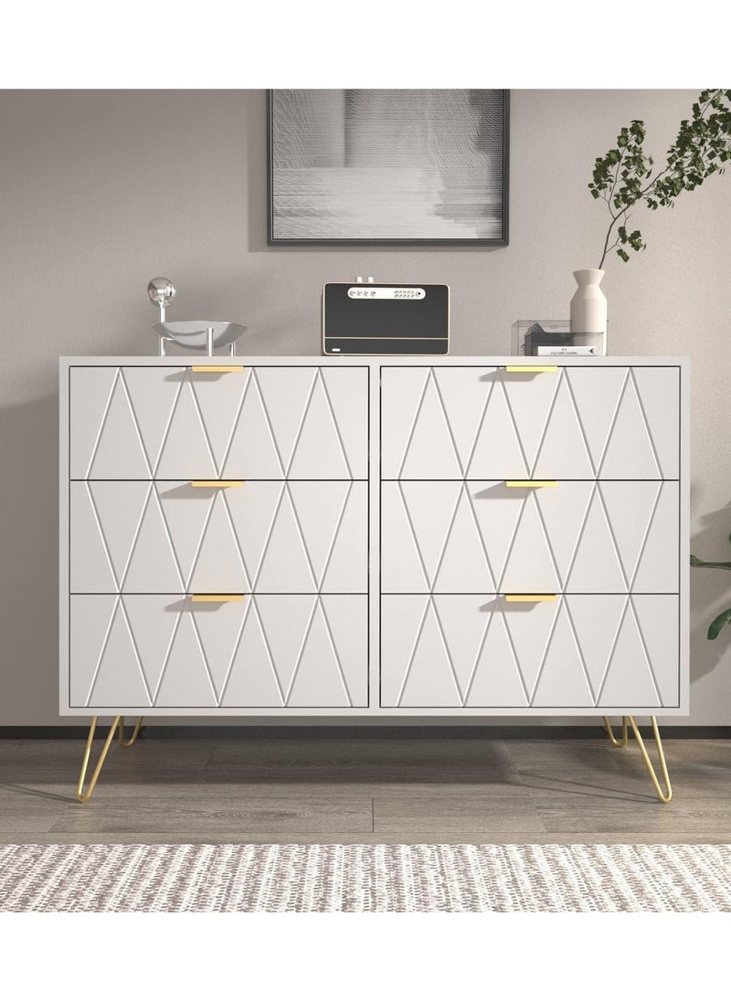 Eclife Dresser Closet With 6 Drawers Dressers Organizer for Bed Room Living Room Kids Room Nursery Hallway White Color  - Image 1