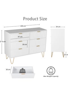 Eclife Dresser Closet With 6 Drawers Dressers Organizer for Bed Room Living Room Kids Room Nursery Hallway White Color  - Image 3