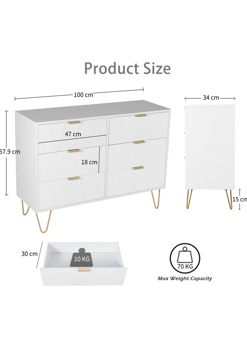 Eclife Dresser Closet With 6 Drawers Dressers Organizer for Bed Room Living Room Kids Room Nursery Hallway White Color  - Image 3