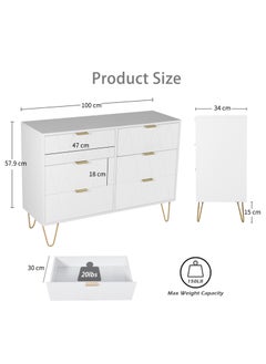 Eclife Dresser Closet With 6 Drawers Dressers Organizer for Bed Room Living Room Kids Room Nursery Hallway White Color  - Image 4