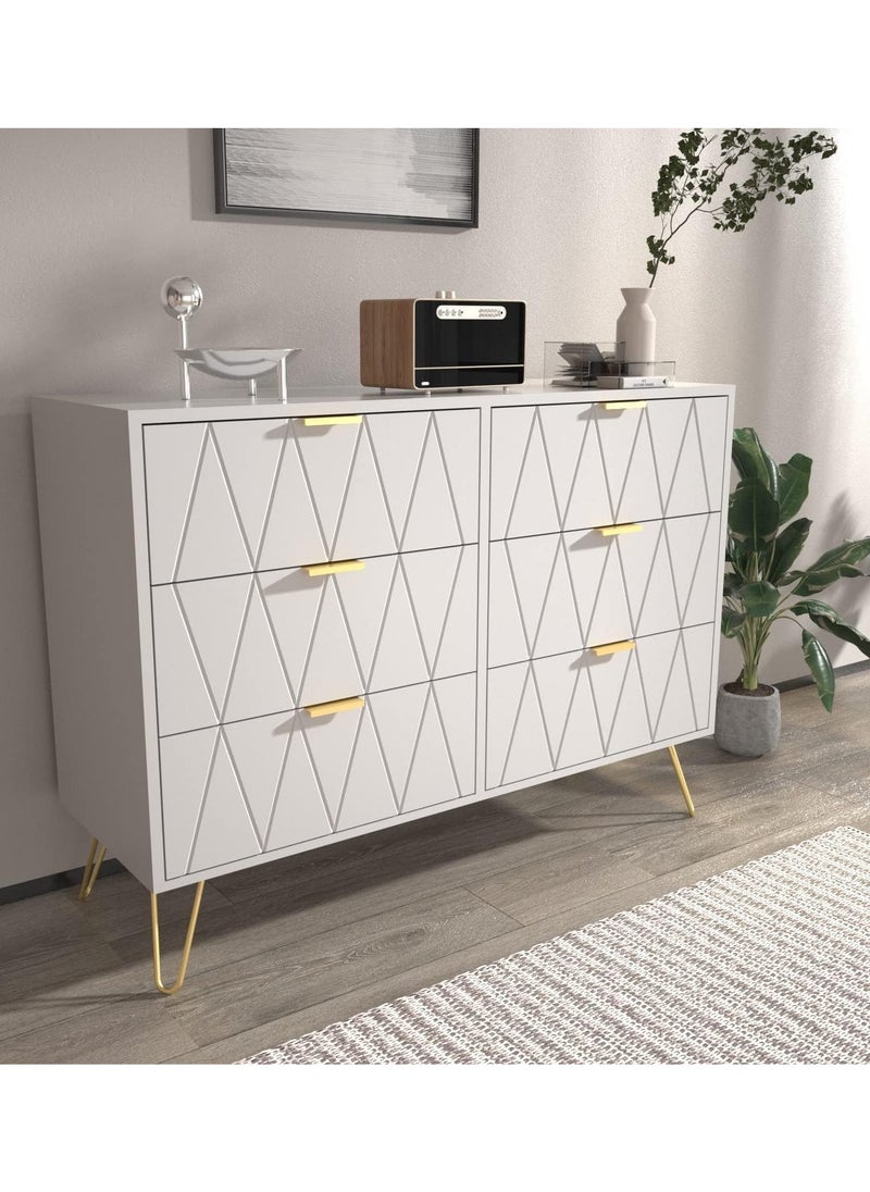 Eclife Dresser Closet With 6 Drawers Dressers Organizer for Bed Room Living Room Kids Room Nursery Hallway White Color  - Image 2