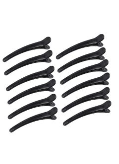 12Pcs Black Plastic Hair Styling Clips Duckbill Clips Alligator Clips Professional Salon Hair Clips for Hair Styling Sectioning Cutting Coloring 3inch
