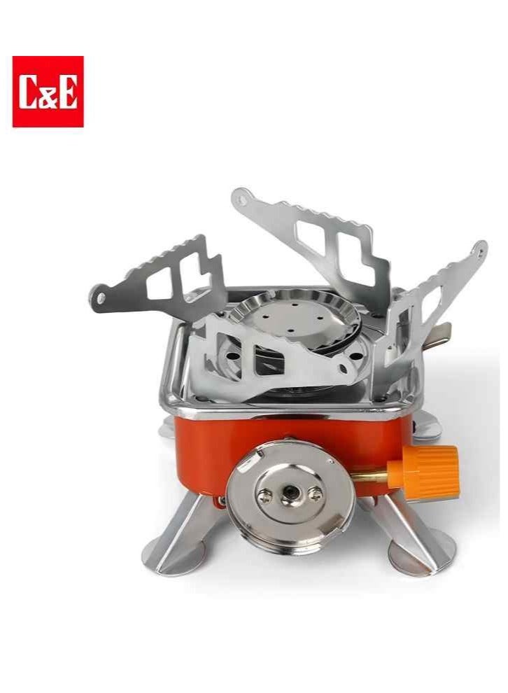 C&E Outdoor Portable Cooker Combination, Including A Black Soup Pot With Cover And Metal Handle, A Black Frying Pan With Wooden Handle And An Outdoor Square Stove.  - Image 5