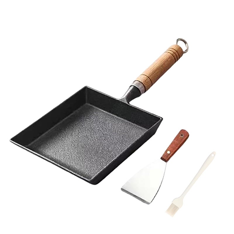 Toutrop 75 Cast Iron Omelette Pan Rectangle Tamagoyaki Egg Roll Pan Square Cooking Pans for All Stoves - Image 2