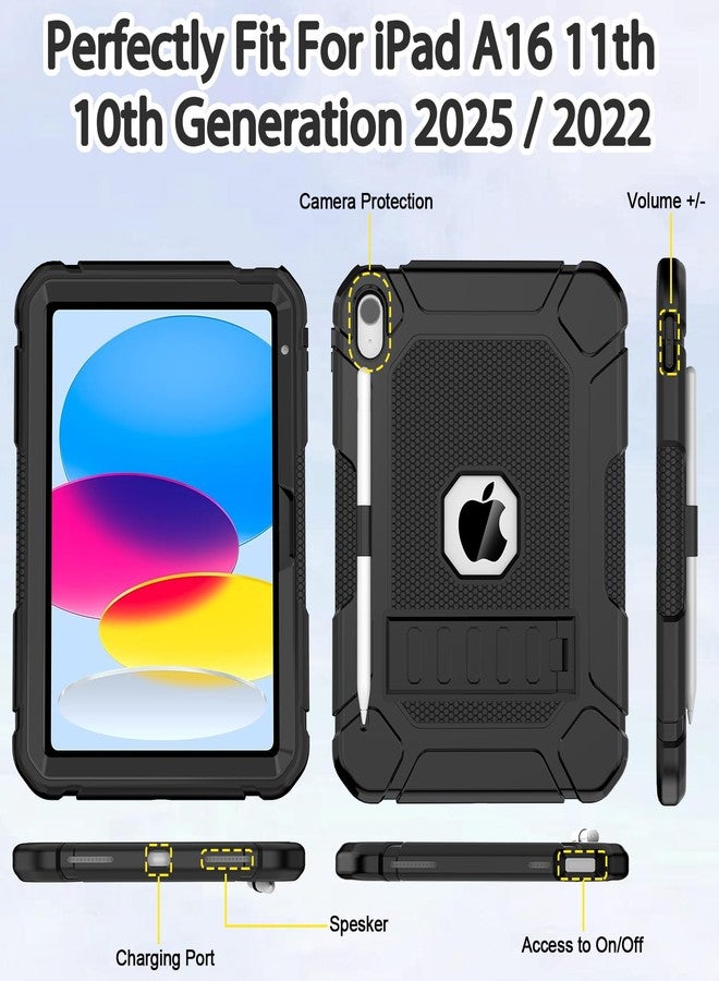 BMOUO جراب BMOUO لجهاز iPad الجيل العاشر 10.9 بوصة 2022، جراب iPad الجيل العاشر مع مسند وحامل قلم، جراب حماية متين مقاوم للصدمات لجهاز iPad الجيل العاشر، أسود - Image 4