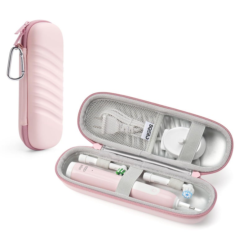 SQERO Electric Toothbrush Case for Oral-B Pro/iO/Philips Sonicare, Waterproof Traveling Toothbrush Storage Bag with Mesh Pocket Covers Protection (Pink) - Image 1