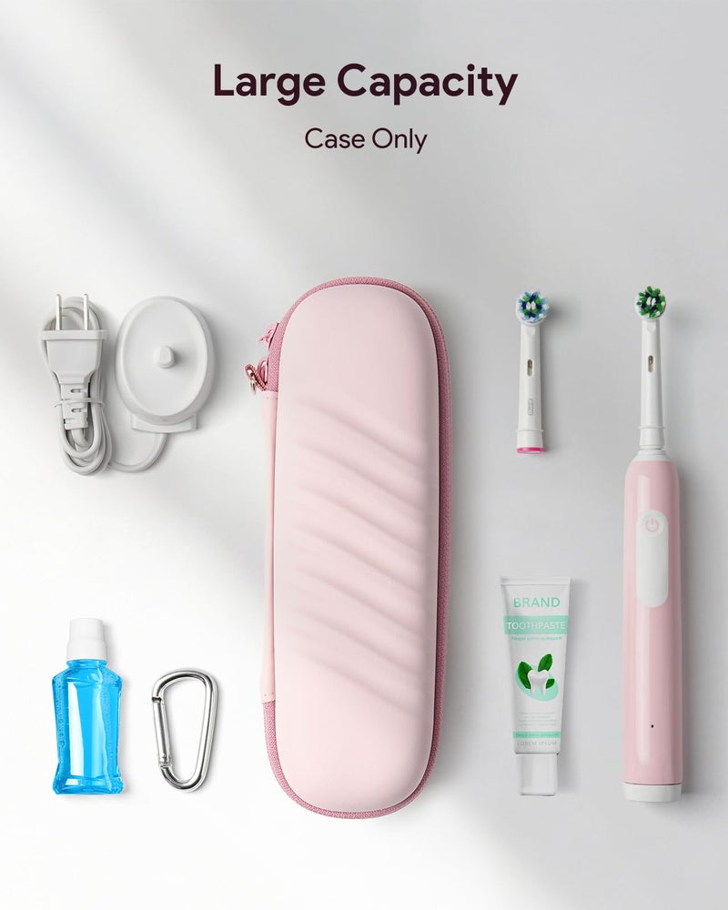SQERO Electric Toothbrush Case for Oral-B Pro/iO/Philips Sonicare, Waterproof Traveling Toothbrush Storage Bag with Mesh Pocket Covers Protection (Pink) - Image 5
