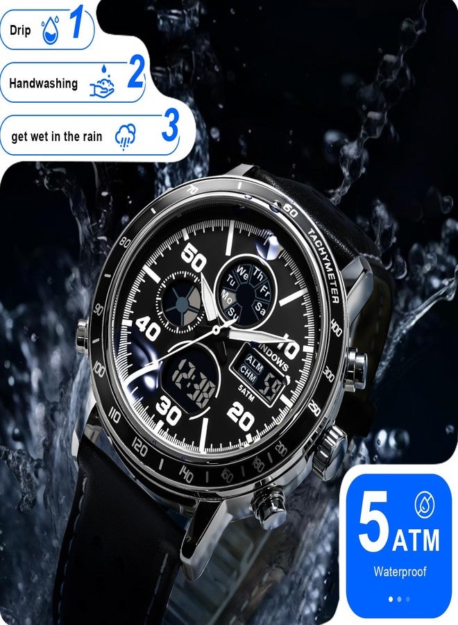 PINDOWS Mens Watches, Men's Military Digital Watches Analog Quartz Waterproof Watch Sport Tactical Multifunction Heavy Duty Outdoor Watches for Men - Image 4