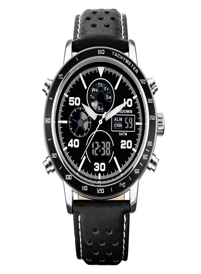 PINDOWS Mens Watches, Men's Military Digital Watches Analog Quartz Waterproof Watch Sport Tactical Multifunction Heavy Duty Outdoor Watches for Men - Image 2
