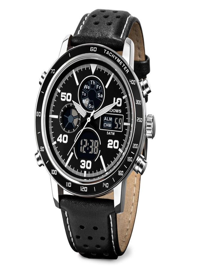 PINDOWS Mens Watches, Men's Military Digital Watches Analog Quartz Waterproof Watch Sport Tactical Multifunction Heavy Duty Outdoor Watches for Men - Image 1