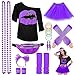 WILDPARTY 80s Costume Accessories for Women TShirt Tutu Fanny Pack Headband Earring Necklace Fishnet Gloves Legwarmers 80s Party Halloween Outfit for Women 24PCS Purple M - Image 3