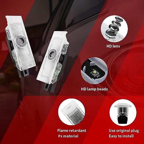 uuakarin 2 PCS Non-Fading Car Door Logo Lights Compatible for Challenger 2015-present Courtesy LED Ghost Shadow Light Projector Lamps Accessories (red Double line) - Image 4