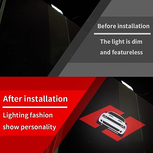 uuakarin 2 PCS Non-Fading Car Door Logo Lights Compatible for Challenger 2015-present Courtesy LED Ghost Shadow Light Projector Lamps Accessories (red Double line) - Image 2