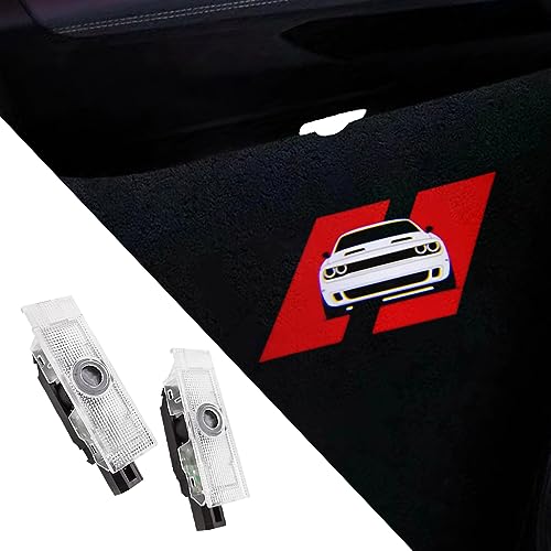 uuakarin 2 PCS Non-Fading Car Door Logo Lights Compatible for Challenger 2015-present Courtesy LED Ghost Shadow Light Projector Lamps Accessories (red Double line) - Image 1