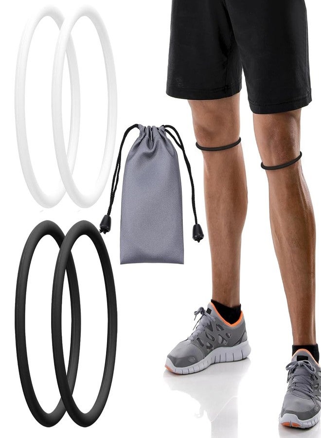 HANNEA® 2 Pairs Knee Support for Men Women Gym Silicone Patella Bands Stretchy Adjustable Knee Braces for Knee Pain Relief Fashion Gym Straps Patella Tendon Support Bands, Black & White, 4PCS - Image 1