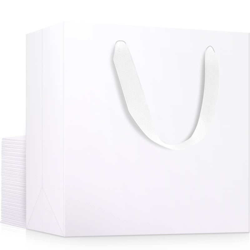 EUSOAR Large Size White Gift Wrap Bags 25 Pack 125x45x11 Paper Heavy Duty Bags with Handles in Bulk for Wedding Grocery Boutique Retail Business Party Favors Baby Showers Birthdays
