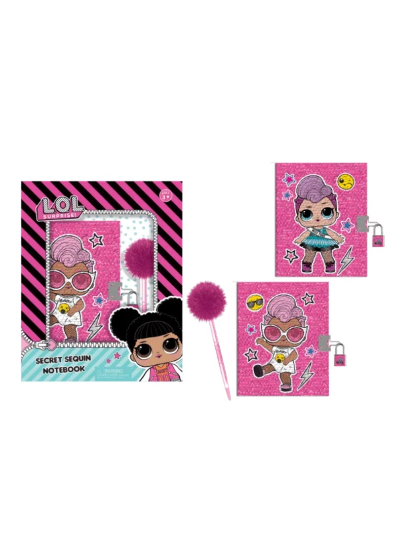 First Kid Lol Surprise Kids Secret Sequin Notebook with Lock and Key Multicolor FK-LOL-2106 - Image 1