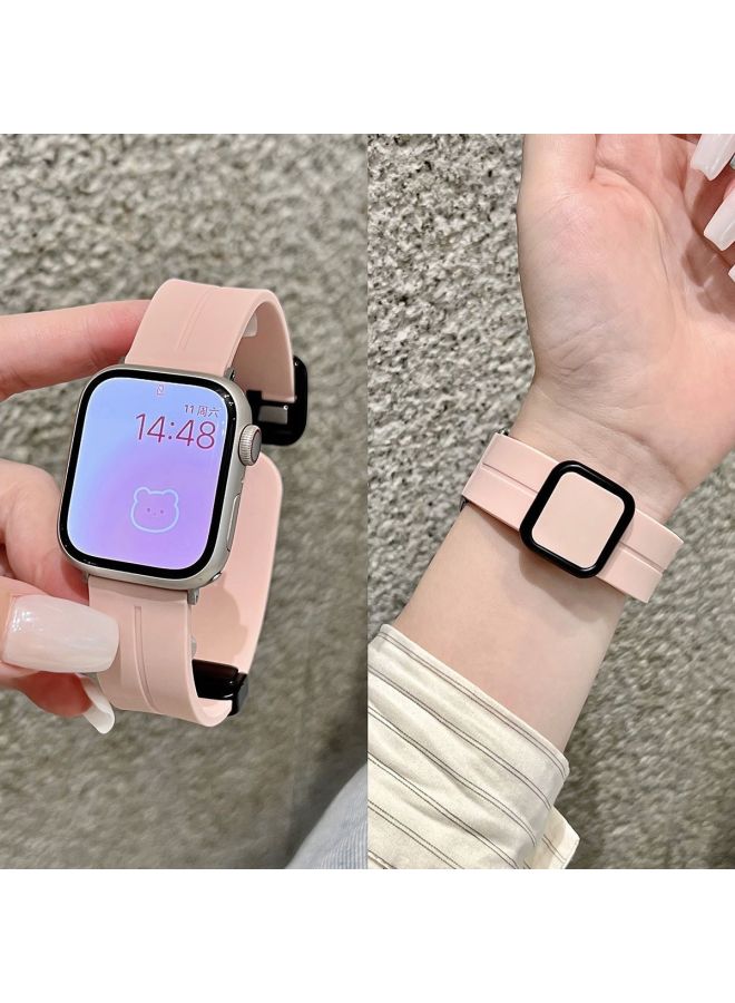 Loquat For Huawei Watchfit3 Watch With Silicone Magnetic Fit2 Square Buckle Wristband Fit Fashion Elegant-Color:Official Powder-applicable To: Fit2 Vitality/fashion/elegant Style  - Image 1