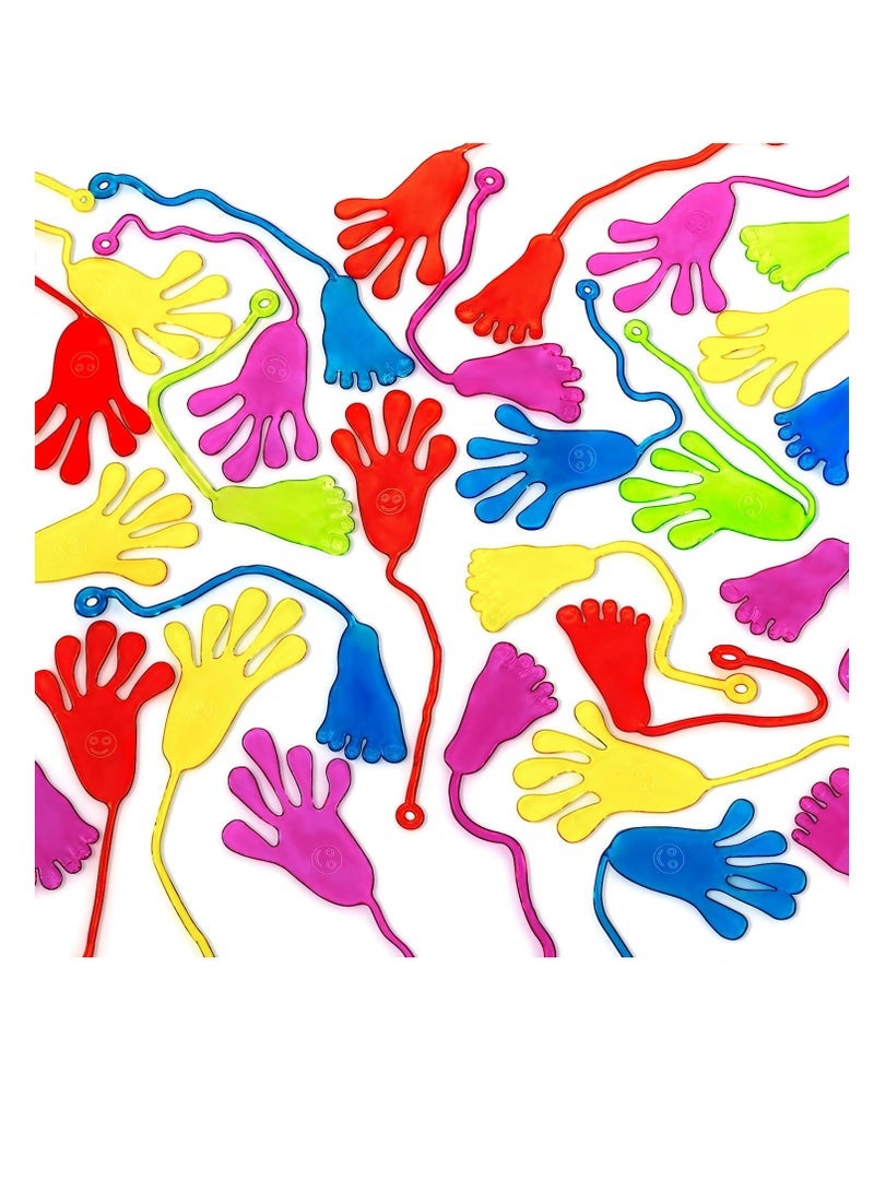 ECVV ECVV 40 Pcs Sticky Hand Toys Assorted Colors Kids' Party Favor Sets Fun Toys Stretchy Sticky Hand Toy Slappy Hands Treasure Box for Classroom Prizes Birthday Party Supplies - Image 2