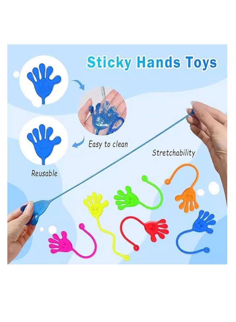ECVV ECVV 40 Pcs Sticky Hand Toys Assorted Colors Kids' Party Favor Sets Fun Toys Stretchy Sticky Hand Toy Slappy Hands Treasure Box for Classroom Prizes Birthday Party Supplies - Image 1
