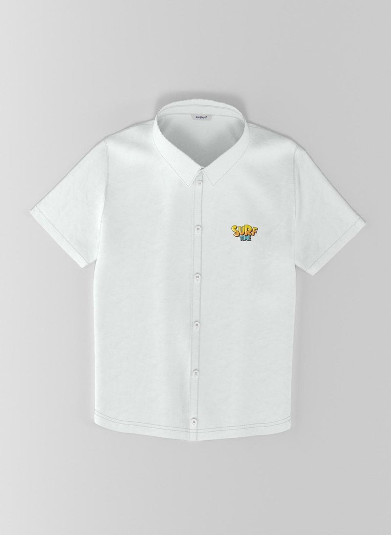 Nautinati Boys' Cotton Graphic Printed Shirt and Cargo Shorts with Patch Pockets - Image 3