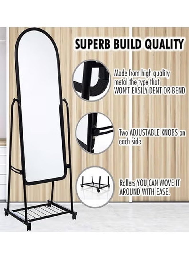 KLNAMAEAAN Simple Elegant Mirror With Sturdy Stand Holder Black 160cm - Image 2