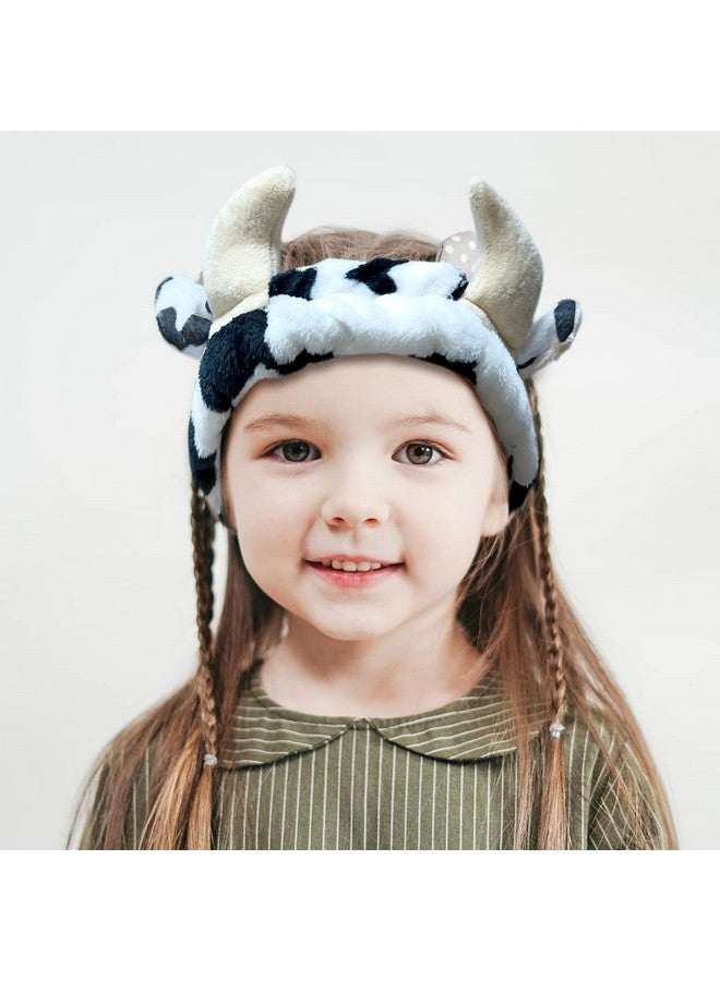 melyde Plush Headbands Cow Shaped Spa Hair Bands Soft Bath Makeup Washing Face Head Wraps For Kids Girls Women Winter Keep Warm - Image 3