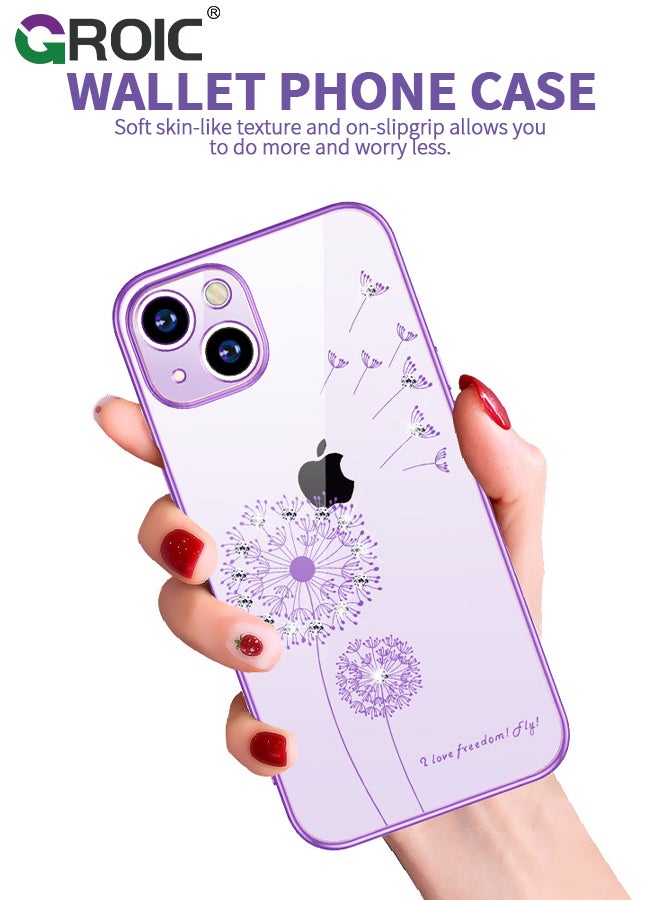 GROIC Designed for iPhone 15 Case, Clear with Floral Pattern Design, Shockproof Protective Cover,Plated Dandelion Designed Phone Shell for iPhone 15 6.1 Inch  - Image 3