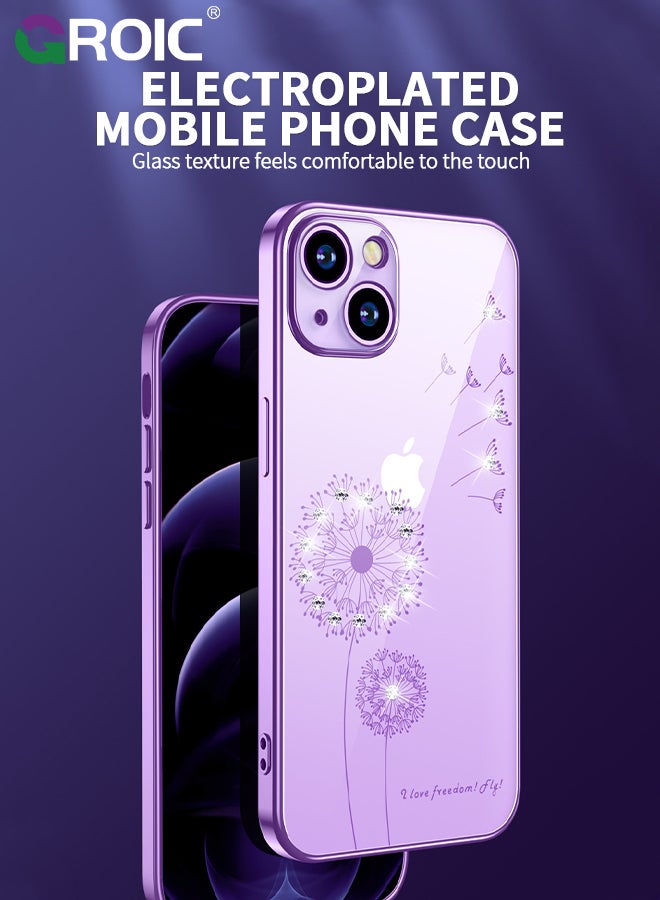 GROIC Designed for iPhone 15 Case, Clear with Floral Pattern Design, Shockproof Protective Cover,Plated Dandelion Designed Phone Shell for iPhone 15 6.1 Inch  - Image 2