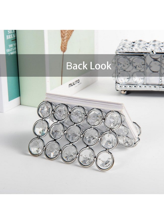 فيارل حامل بطاقات الأعمال الكريستالي للمكتب، حامل عرض بطاقات الأعمال، منظم صور بطاقات الهدايا اللامع على سطح المكتب، حاوية تخزين لمكتب الاجتماعات الأمامي - Image 5