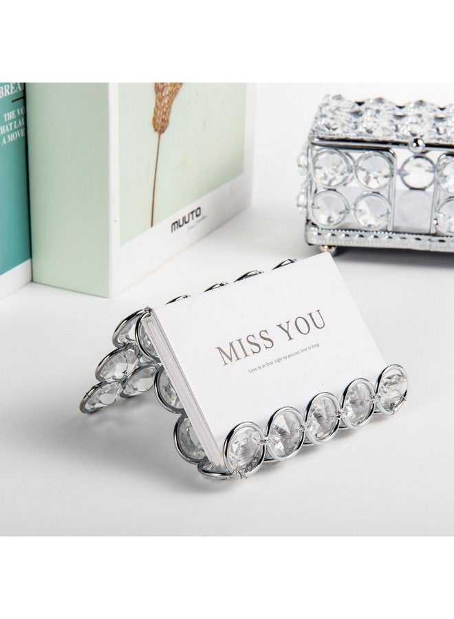 فيارل حامل بطاقات الأعمال الكريستالي للمكتب، حامل عرض بطاقات الأعمال، منظم صور بطاقات الهدايا اللامع على سطح المكتب، حاوية تخزين لمكتب الاجتماعات الأمامي - Image 4