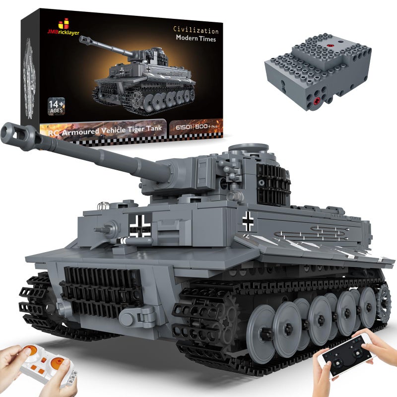 JMBricklayer Tank Building Sets for Adults or Boys - WW2 Military RC Tiger Army Tank Model Toy, Armed Construction Vehicle Set Ideal Gifts Toys 61501 - Image 1