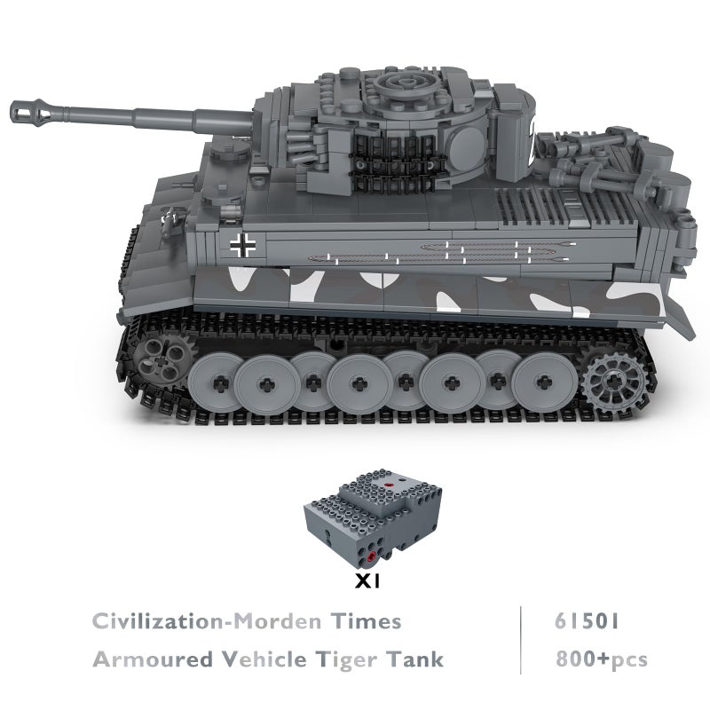 JMBricklayer Tank Building Sets for Adults or Boys - WW2 Military RC Tiger Army Tank Model Toy, Armed Construction Vehicle Set Ideal Gifts Toys 61501 - Image 2