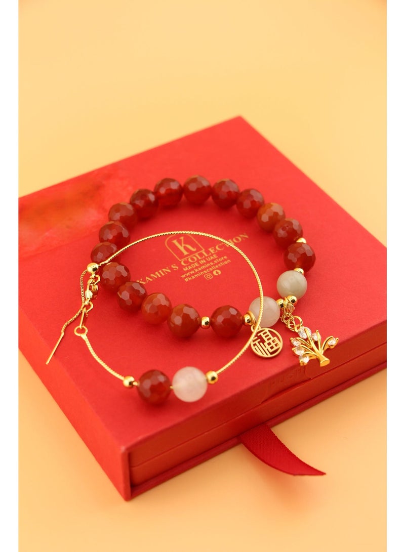 Kamins Collection Faceted Cut Red Agate Bracelet & Bangle - Image 1