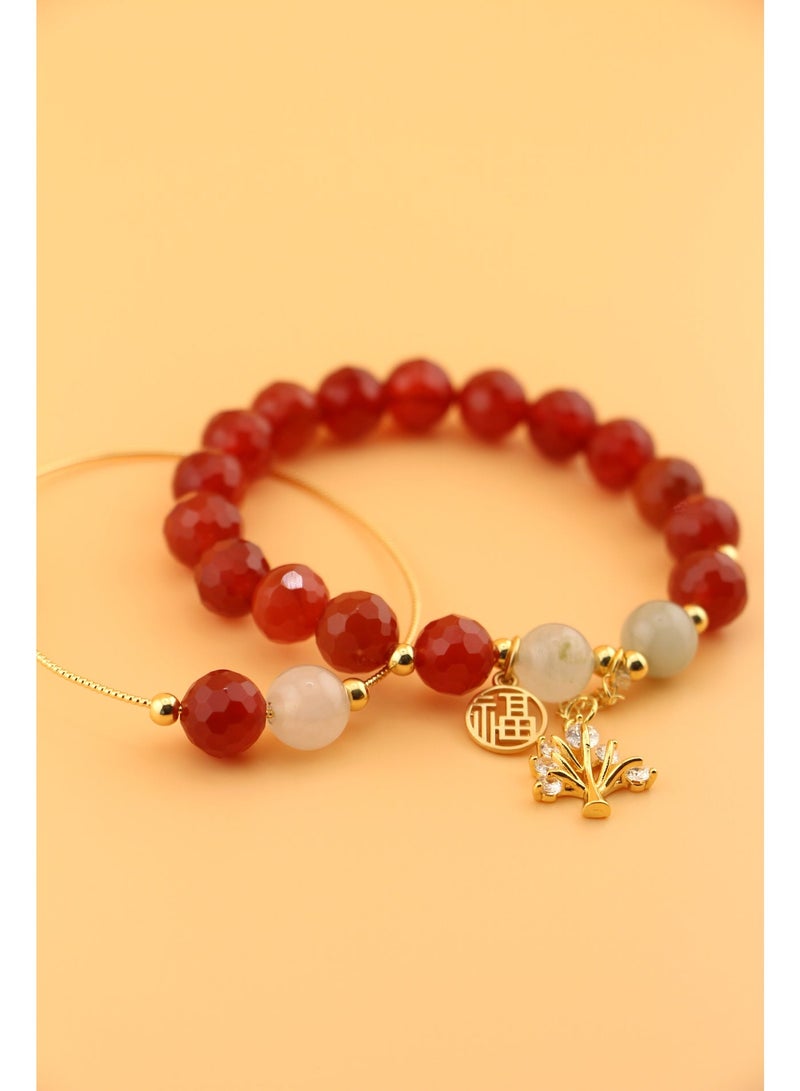 Kamins Collection Faceted Cut Red Agate Bracelet & Bangle - Image 2