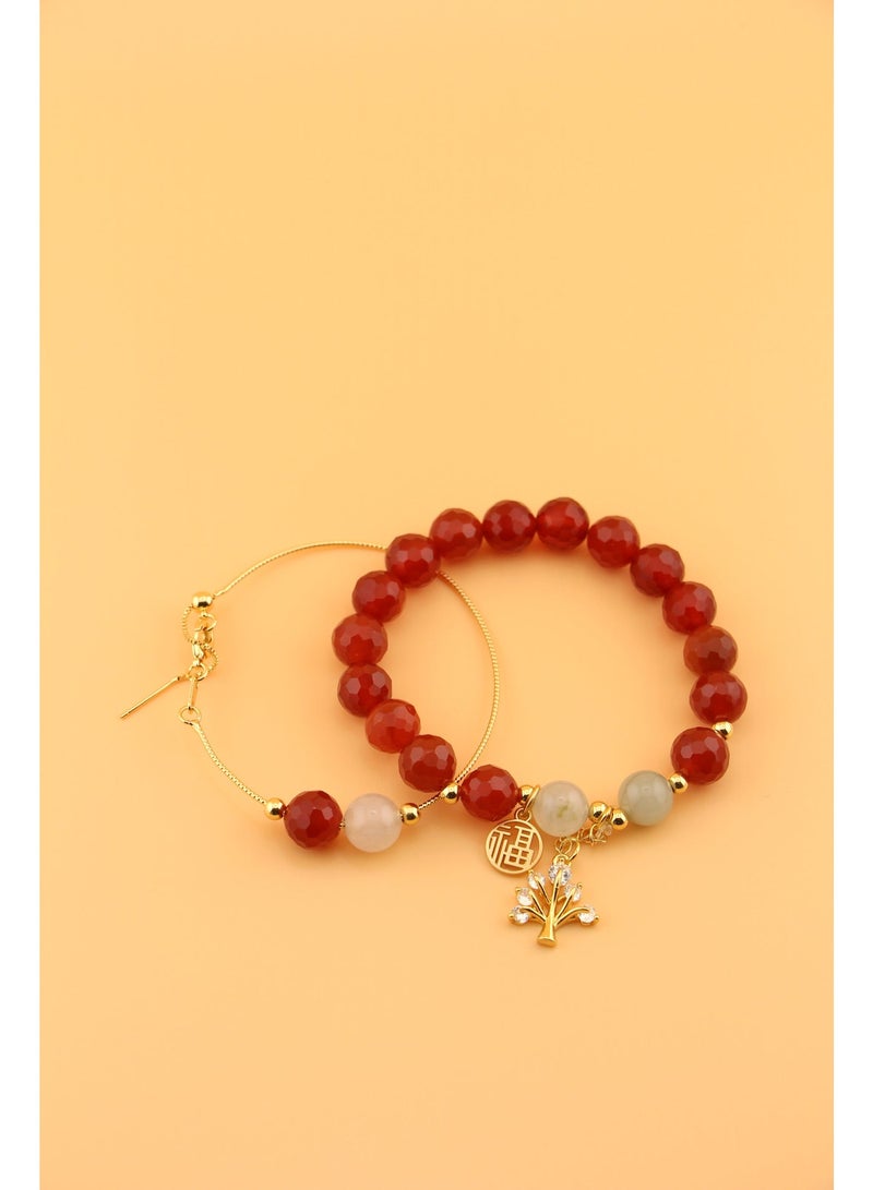 Kamins Collection Faceted Cut Red Agate Bracelet & Bangle - Image 3