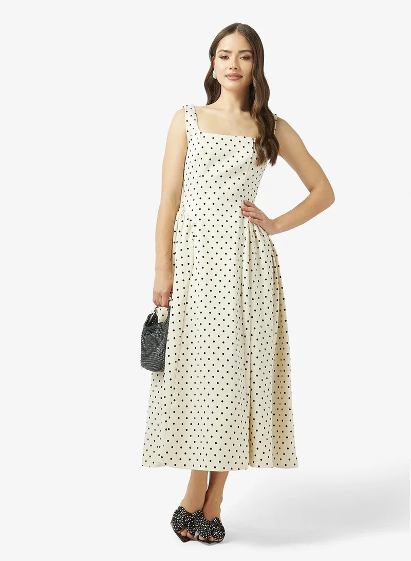 Ginger Boutique  Square Neck Polka Dot Cocktail Gown for Women | Best Price UAE