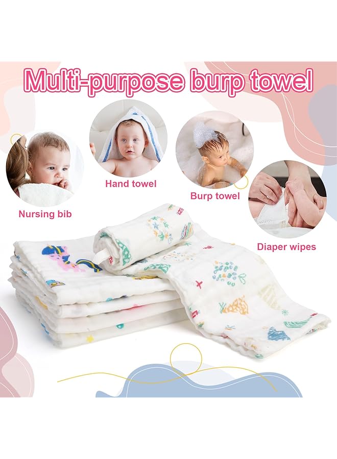 كاست ويف عبوة من مناديل تجشؤ الأطفال من الشاش الناعم المكون من ست طبقات من القطن بنسبة 100%، مناشف ماصة وجيدة التهوية للأطفال حديثي الولادة، مناديل متعددة الأغراض للأطفال ومناشف تنظيف 25×50 سم - Image 5