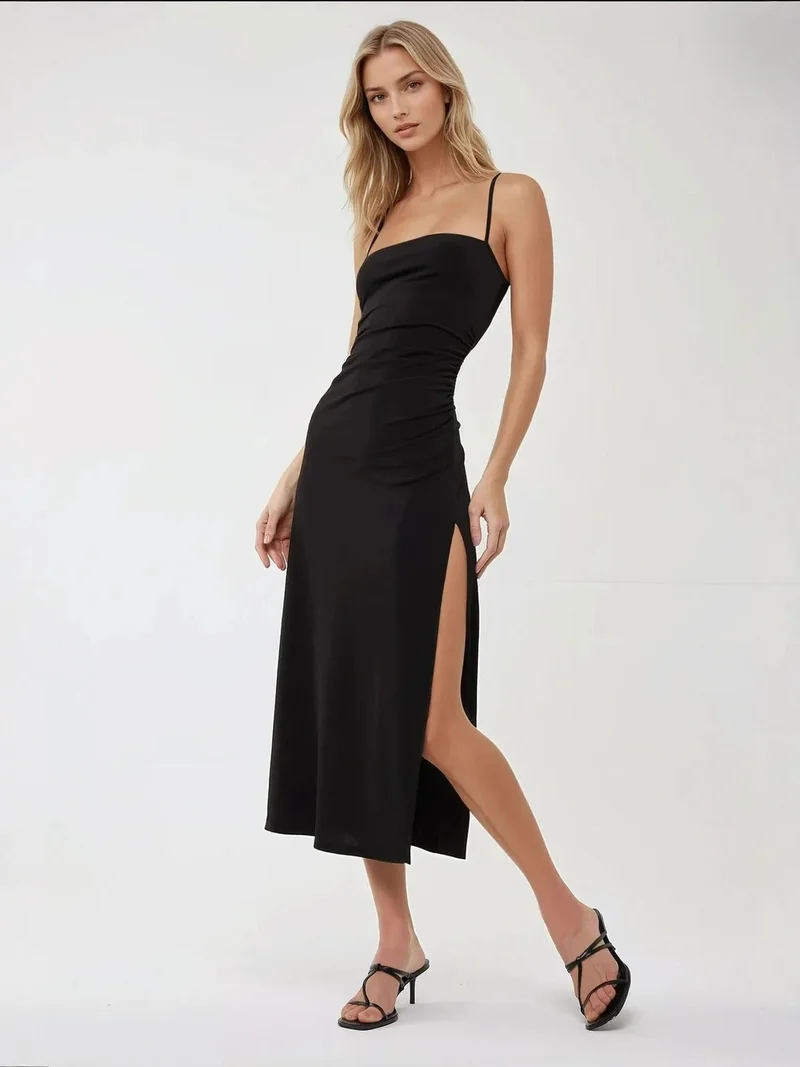 زوبعة فستان ماكسي ضيق بفتحة جانبية