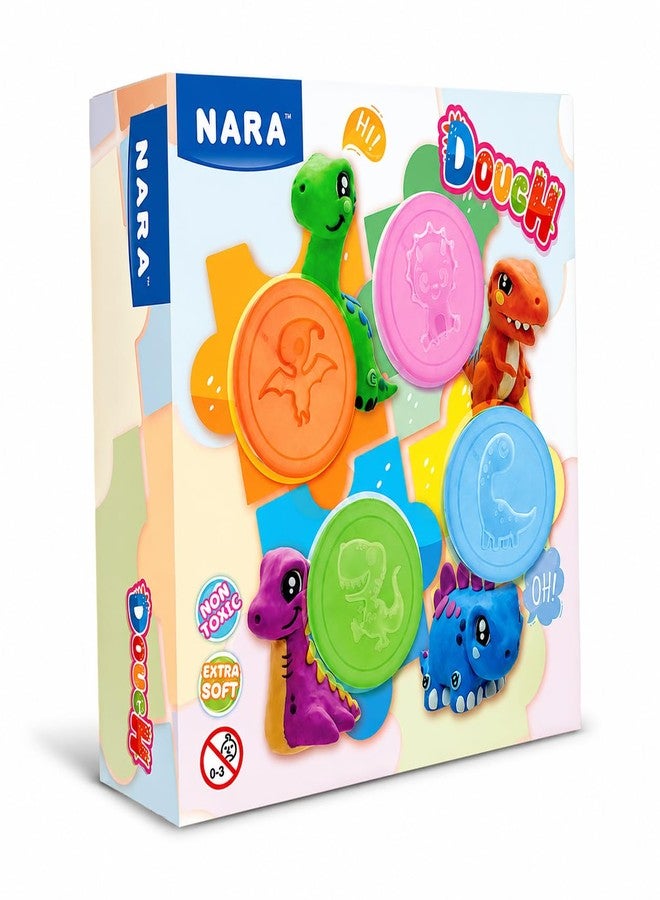 NARA Clay Dough Set for Kids with Dinosaur Shape Cutters, Non-Toxic, Extra Soft Modeling Dough, Creative Play Kit for Boys & Girls (Multicolor) - Image 1