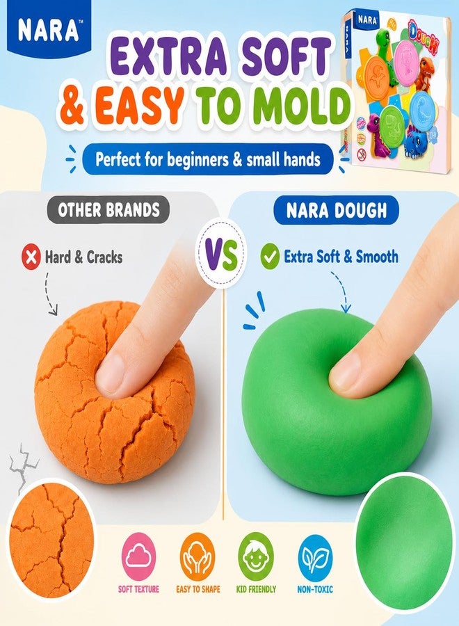 NARA Clay Dough Set for Kids with Dinosaur Shape Cutters, Non-Toxic, Extra Soft Modeling Dough, Creative Play Kit for Boys & Girls (Multicolor) - Image 4