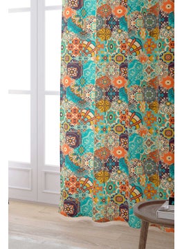 Cango Home Orange Blue Ethnic Vintage Patterned Digital Printed Curtain CGH599-PR  - Image 2